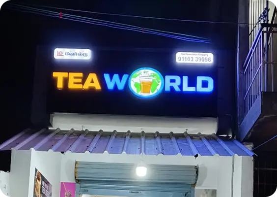 Happy customers enjoying tea at outlet